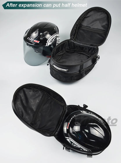 Motocentric Waterproof Motorcycle Tail Bag – High Capacity Rear Seat Backpack