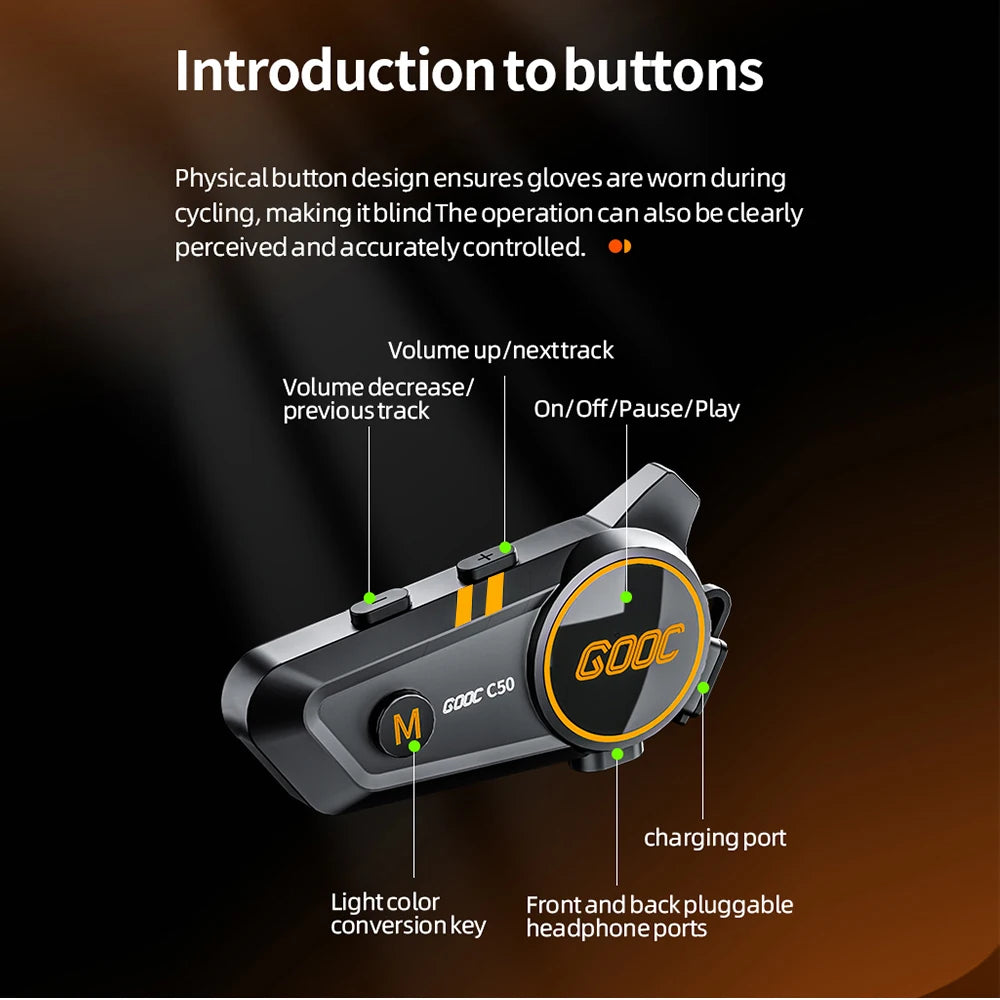 Bluetooth 5.3 Helmet Headset – Waterproof Hands-Free Speaker & MP3 Player for Motorcycle