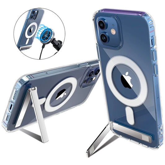 Stand Clear Magnetic Phone Case for iPhone 17 Pro Max Air Cases with Kickstand Transparent Holder Cover