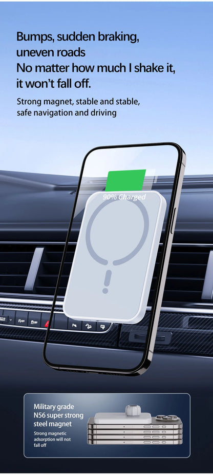 15W Magnetic Car Wireless Charger – MagSafe Fast Charging Mount for iPhone