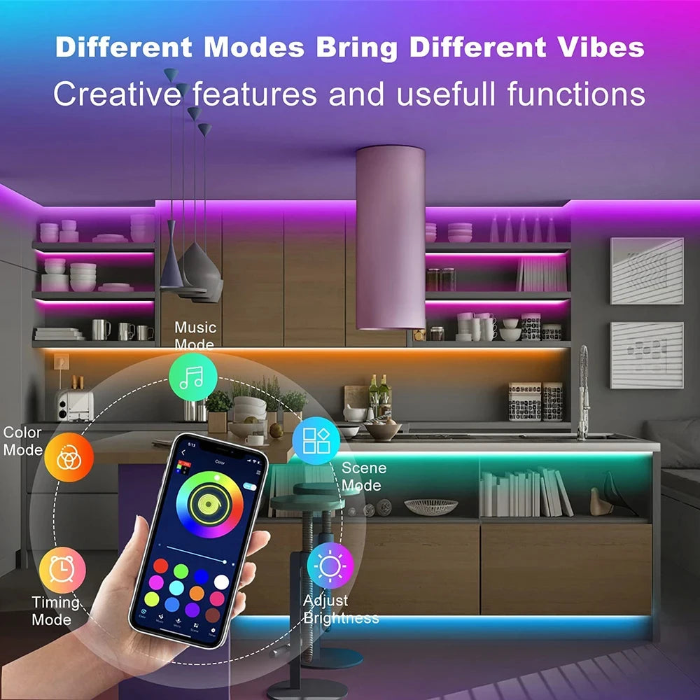 Smart LED Light Strip – 5050 RGB with Remote, APP & Bluetooth