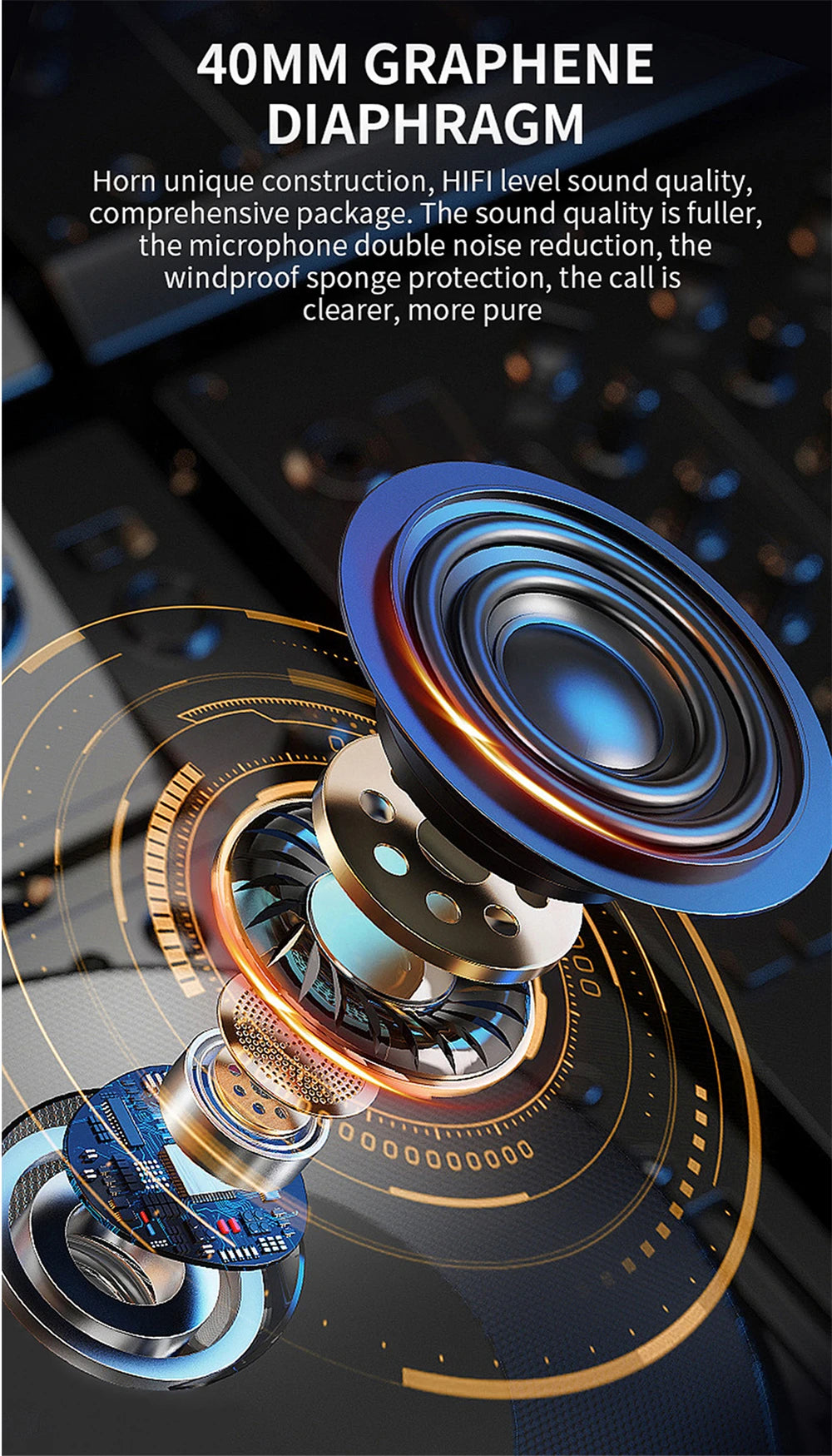 Bluetooth 5.3 Helmet Headset – Waterproof Hands-Free Speaker & MP3 Player for Motorcycle