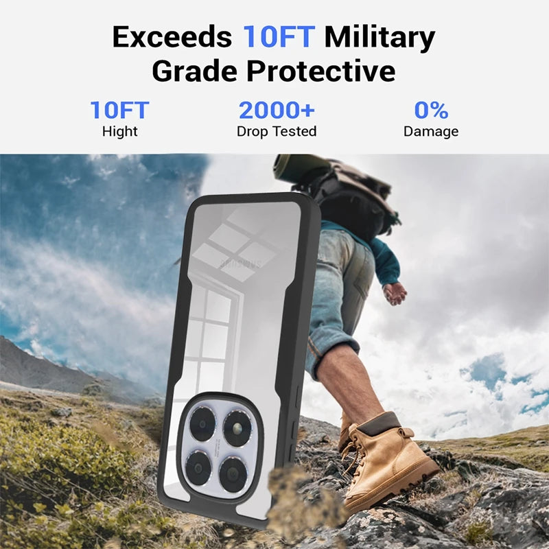 360° Full Body Shockproof Case for Redmi Note 14 Pro 5G – Transparent Cover with Screen Protector