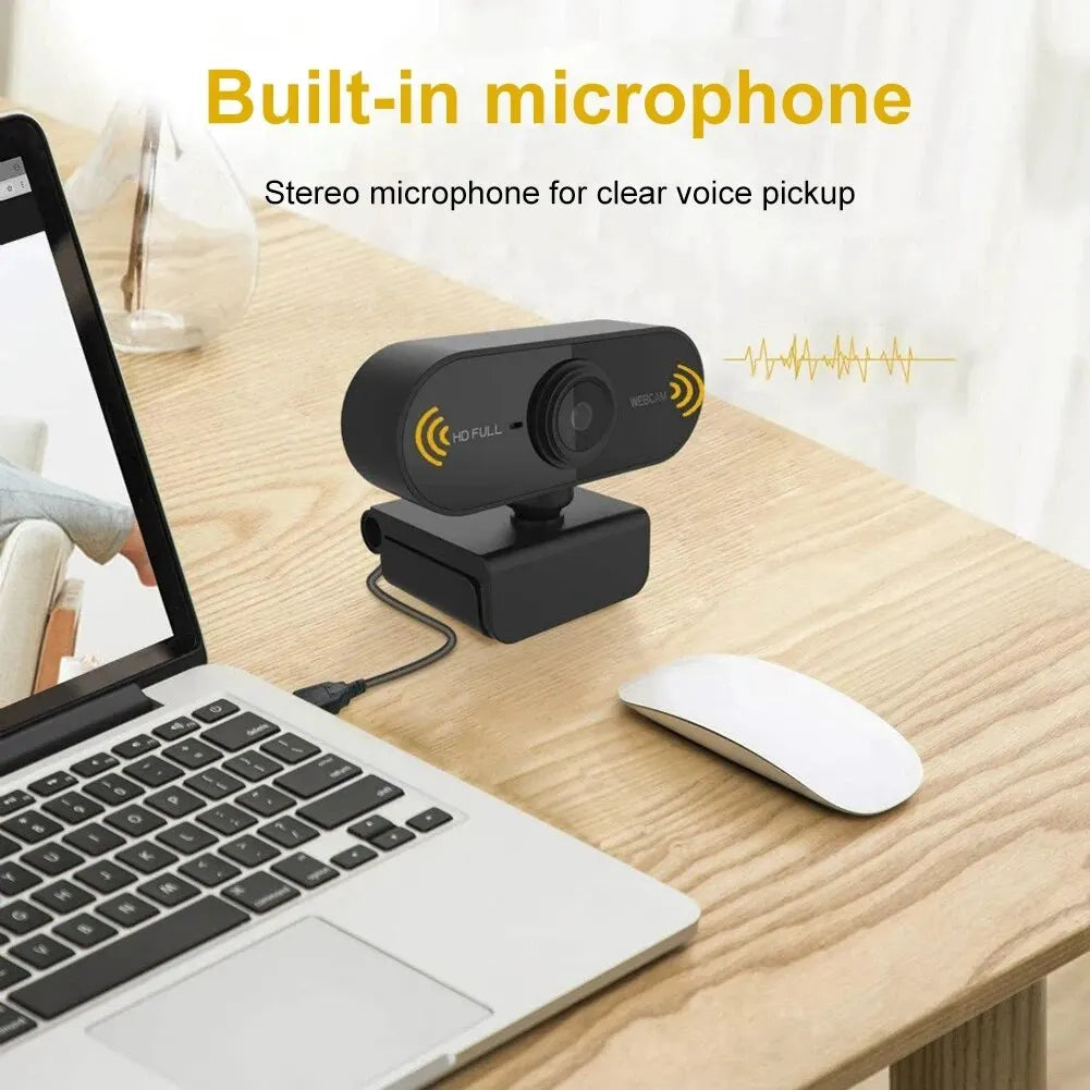 1080P HD USB Webcam – Built-in Microphone Camera for PC with Tripod Support