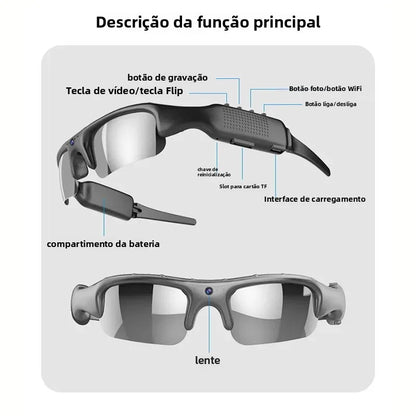 1080P HD Sports Camera Glasses – WiFi, 170° Wide Angle, Outdoor Action DV