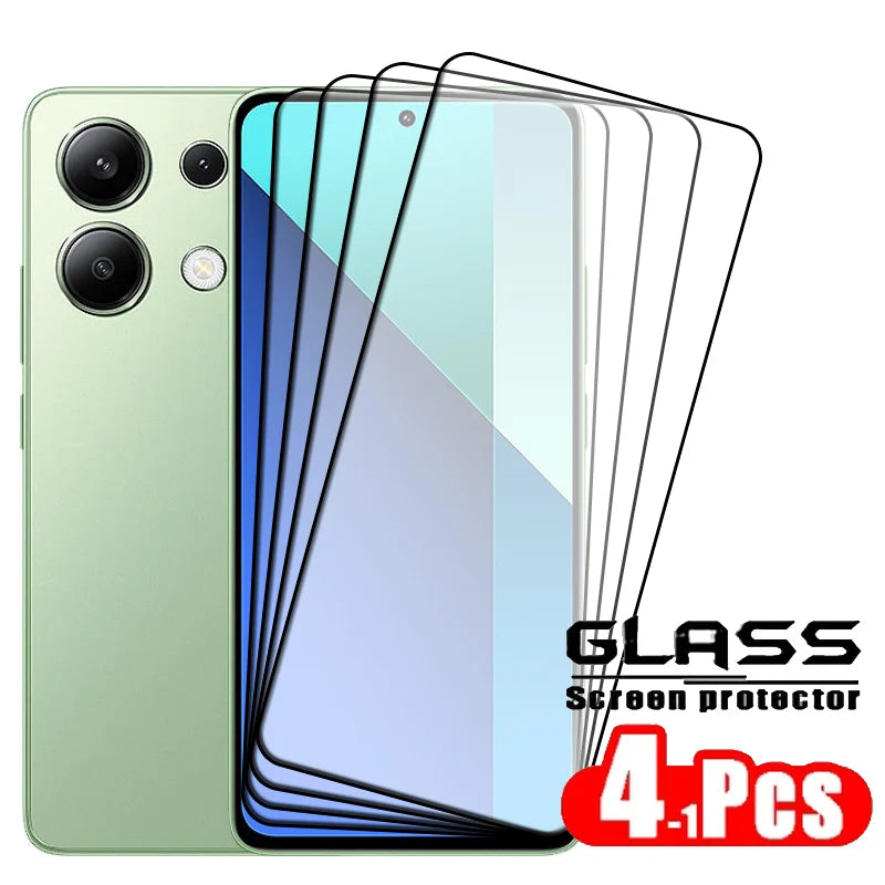 4Pcs Full Cover Tempered Glass Screen Protector – 9H Hardness for Xiaomi Redmi Note 13 4G