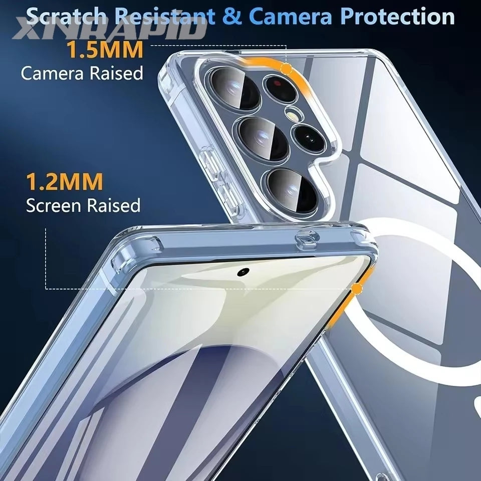 MagSafe Magnetic Wireless Charging Case – Clear Shockproof Cover for Galaxy S25 / S25+ / S25 Ultra