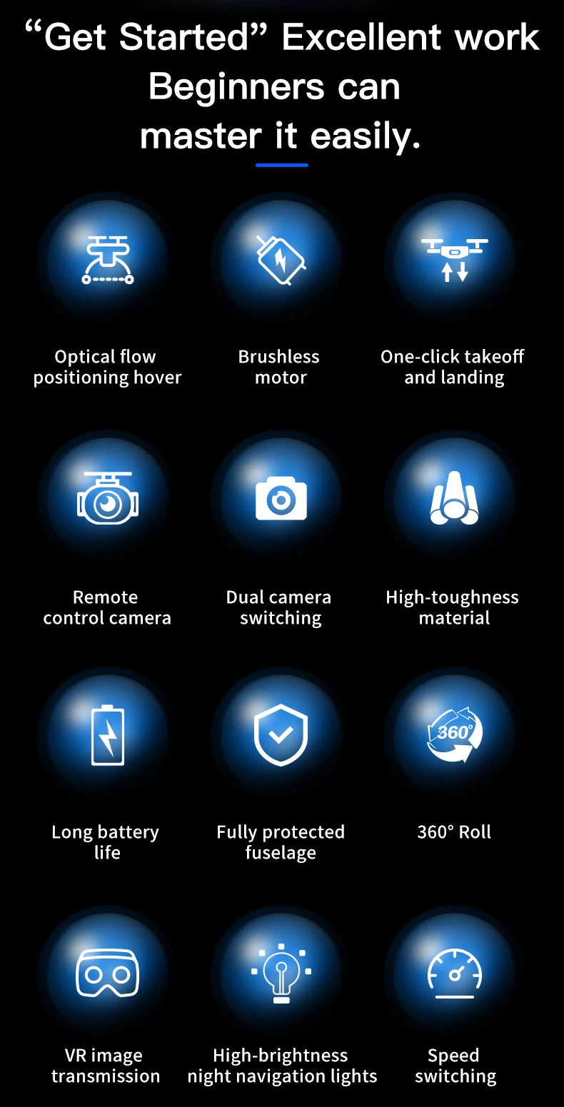 X226 Brushless Drone – Dual HD Camera, VR Control, Obstacle Avoidance, Optical Flow Hover