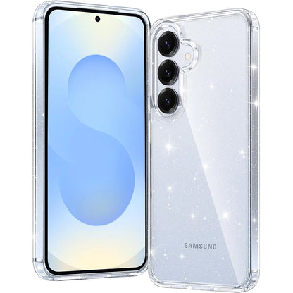 Anti-Yellowing Glitter Military Case – Clear Protective Cover for Galaxy S25/S24/S23 Series