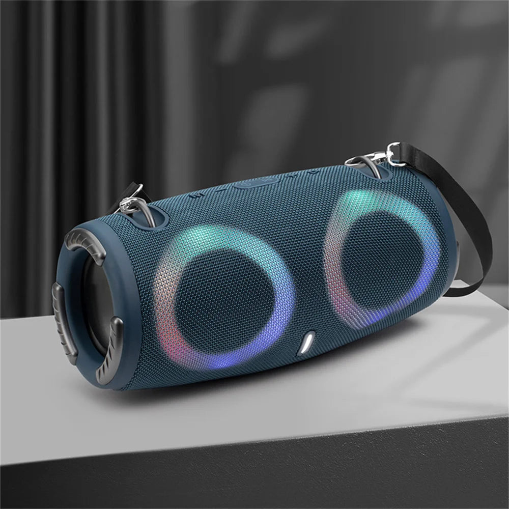 Waterproof Bluetooth Speaker 100W – RGB Light, 360° Surround Sound & Subwoofer