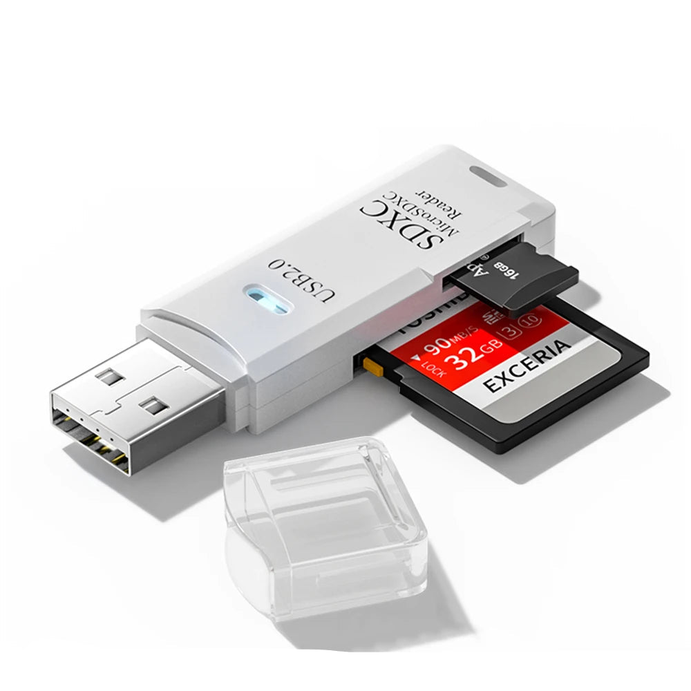 2-in-1 USB 3.0 Card Reader – SD & Micro TF High-Speed Adapter for PC & Laptop