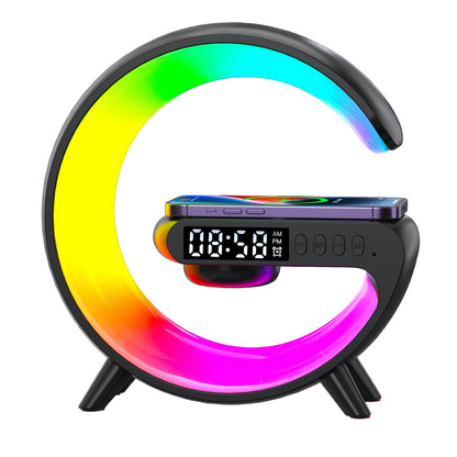 3-in-1 Wireless Charger Dock – RGB Wake-Up Light, Alarm & Bluetooth Speaker