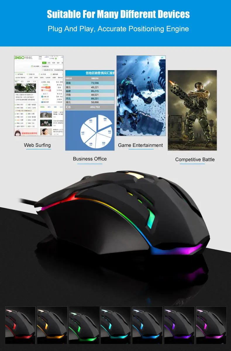 2025 ITLY M01 Sports Gaming Mouse – USB Wired with LED Luminous Backlit