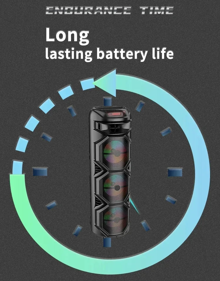 Bluetooth Stage Speaker 40W – Triple 8" Subwoofers, LED, Karaoke & Party Ready