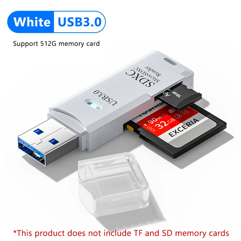 2-in-1 USB 3.0 Card Reader – SD & Micro TF High-Speed Adapter for PC & Laptop