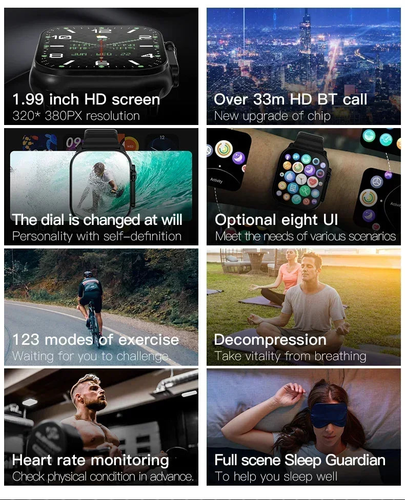 Smartwatch T900 U2 49mm – Bluetooth Call, NFC, GPS, Music, Games, Wireless Charging