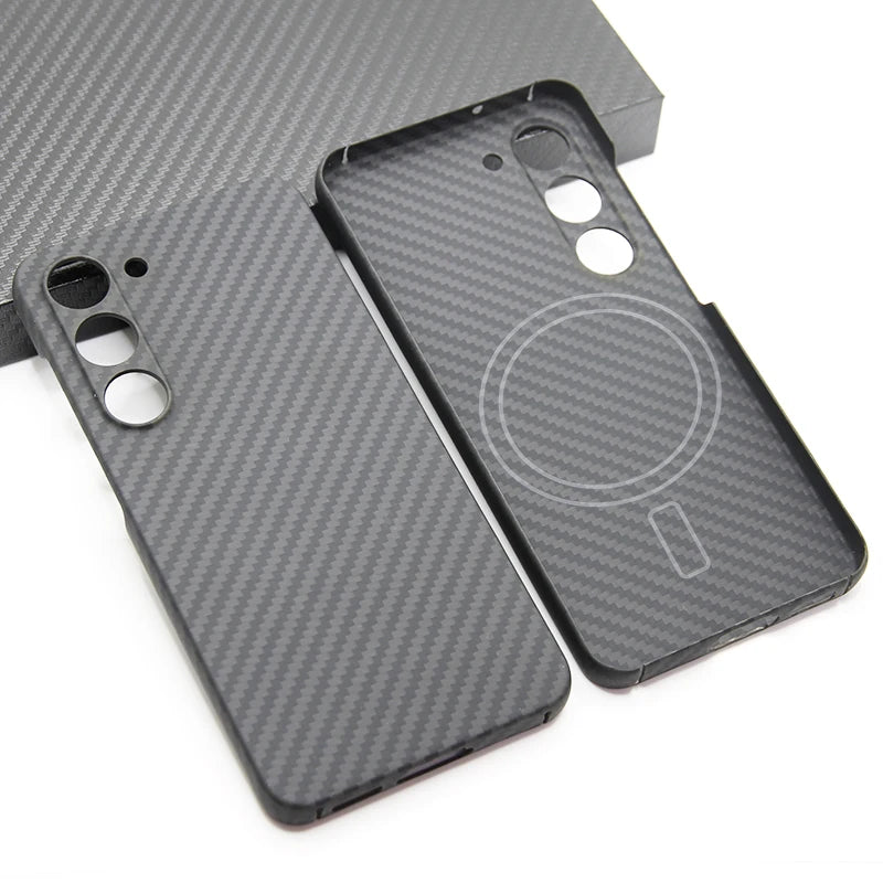 ZXKE Carbon Fiber Magnetic Case – Aramid Shell for Galaxy S23/S24/S25 Ultra, MagSafe & Car Mount Compatible