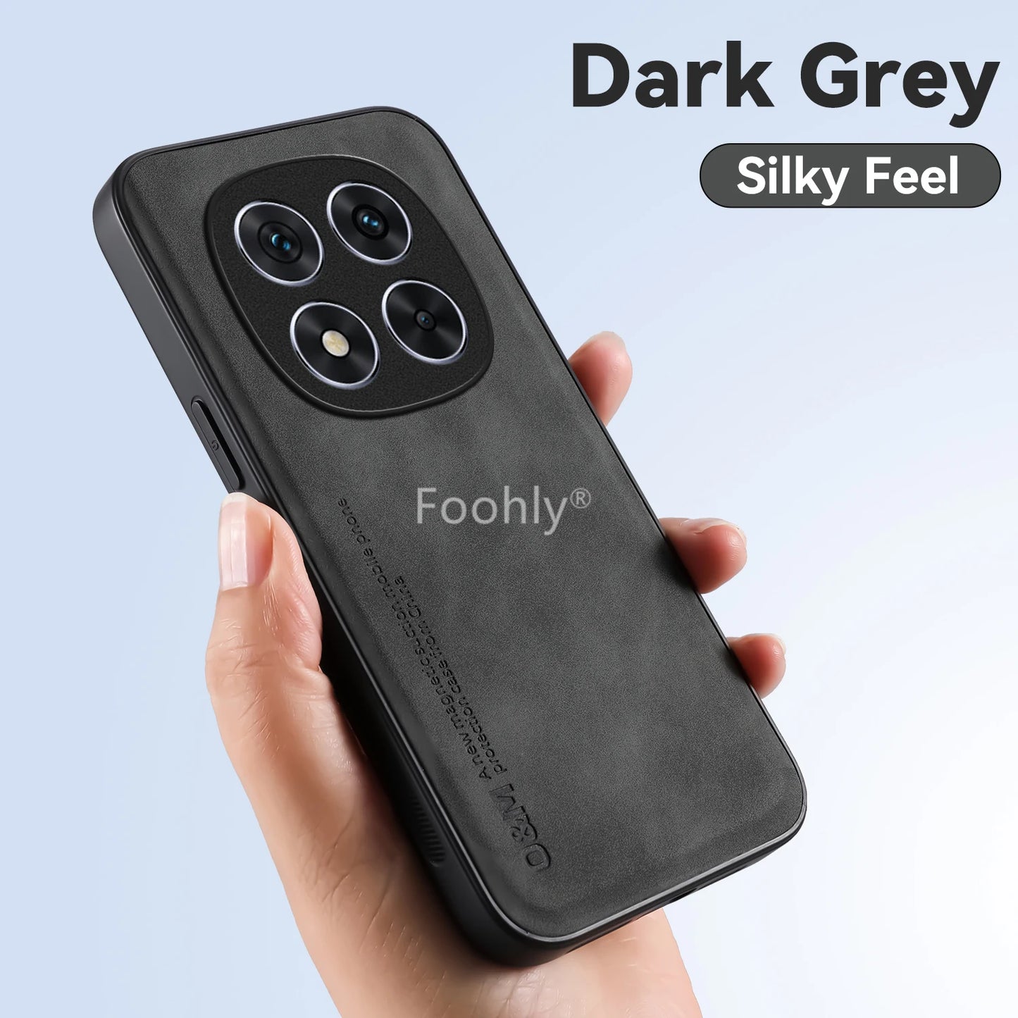 Nubuck Leather Magnetic Case – Shockproof Back Cover for Redmi Note 14 Pro / Pro Plus