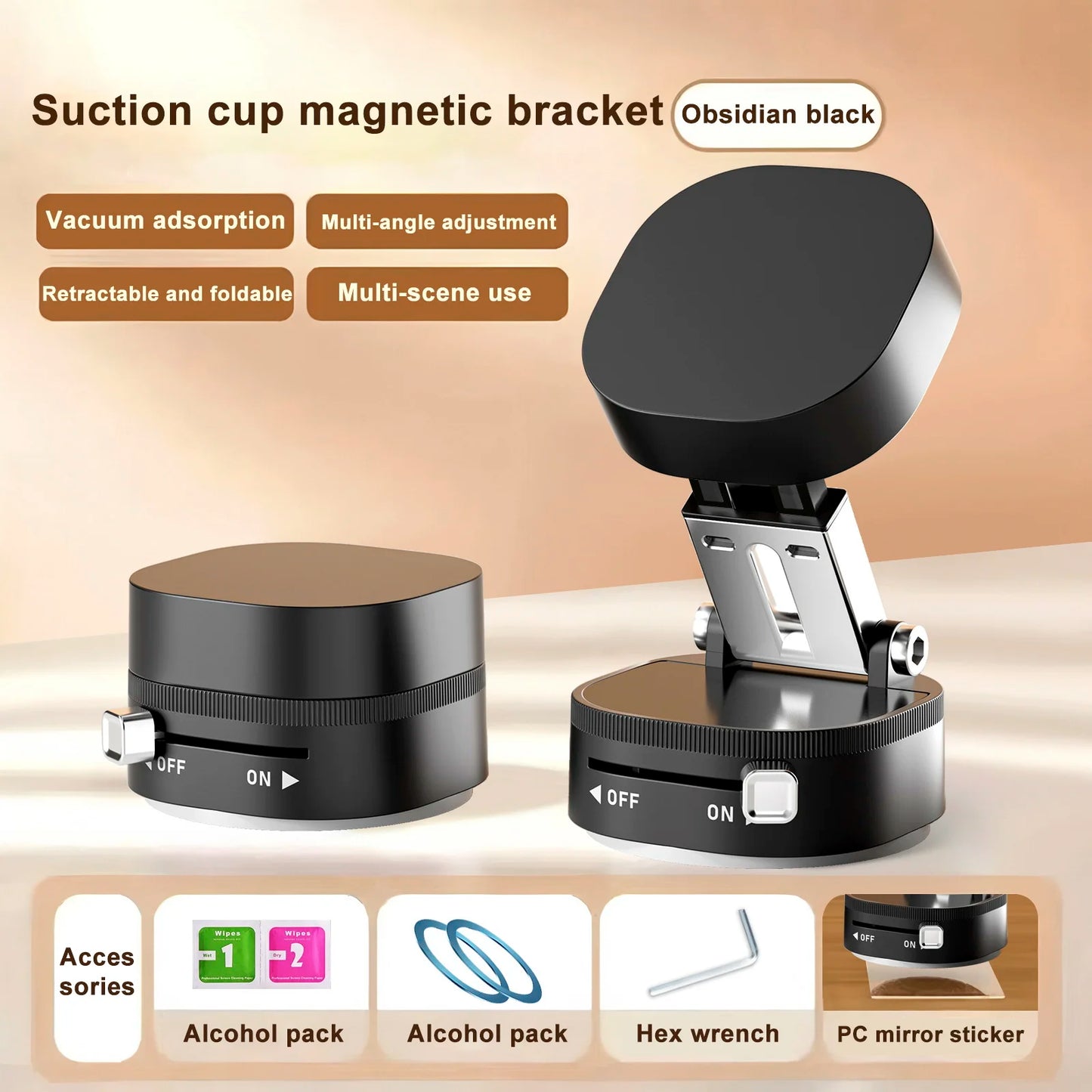 Vacuum Suction Magnetic Phone Holder – Adjustable & Foldable Design