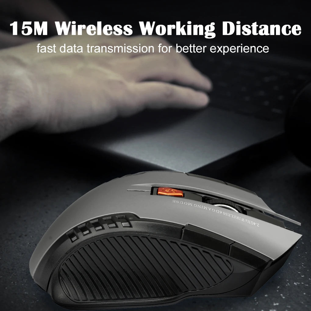 2.4G Wireless Gaming Mouse – 1600DPI, 6 Buttons, USB Receiver for PC & Laptop