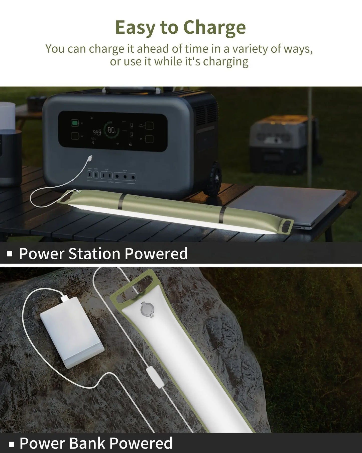 Solar USB Rechargeable LED Tube – Foldable, Magnetic & Waterproof for Outdoor Use