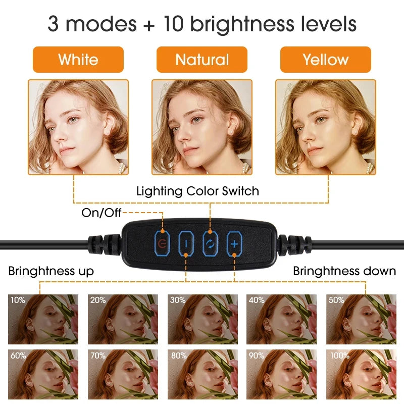 12-inch LED Ring Light with Tripod – USB Phone Ringlight for YouTube & TikTok