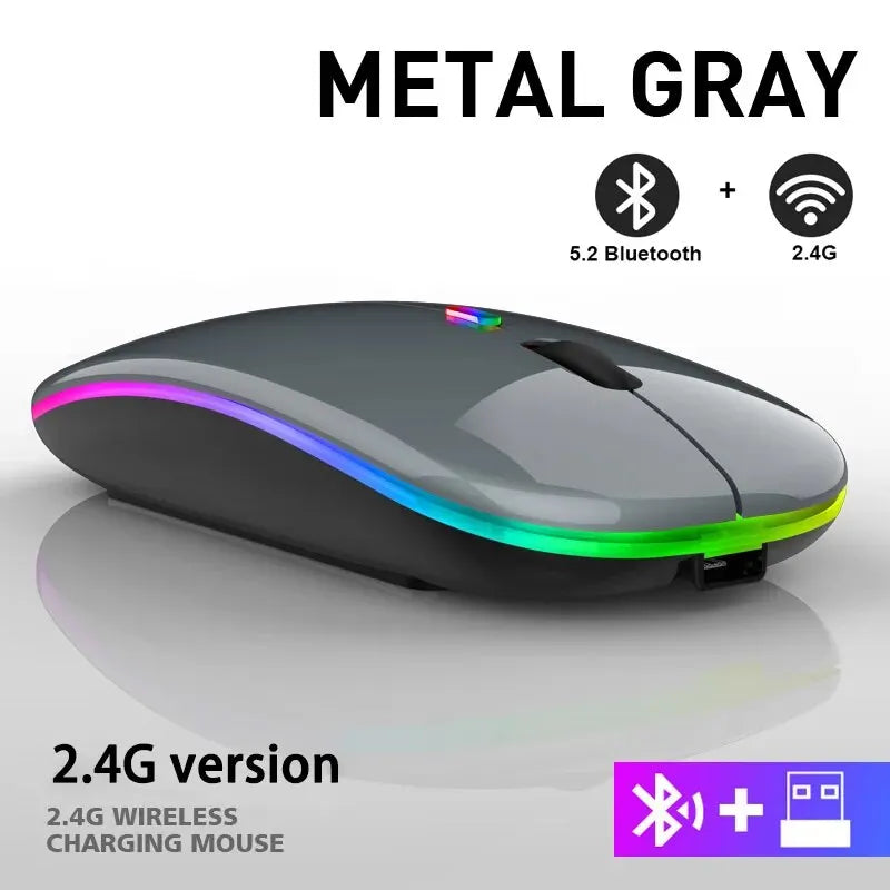 Wireless RGB Gaming Mouse – Rechargeable Bluetooth, LED Backlit, 3600DPI Ergonomic