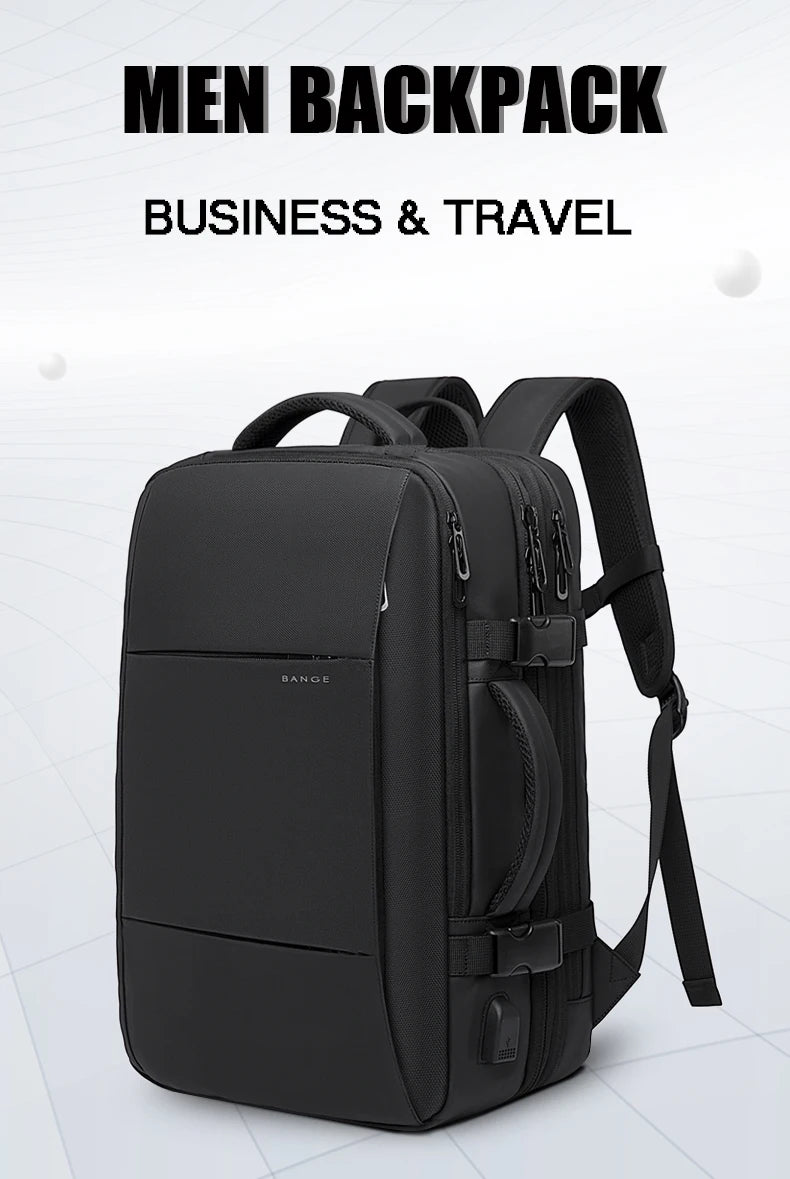 BANGE Travel & Business Backpack – Expandable, USB Charging, Waterproof, Fits 17.3” Laptop
