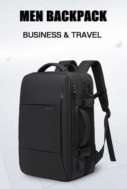 BANGE Travel & Business Backpack – Expandable, USB Charging, Waterproof, Fits 17.3” Laptop