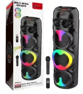 Bluetooth Stage Speaker 40W – Triple 8" Subwoofers, LED, Karaoke & Party Ready