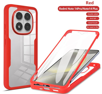 360° Full Body Shockproof Case for Redmi Note 14 Pro 5G – Transparent Cover with Screen Protector