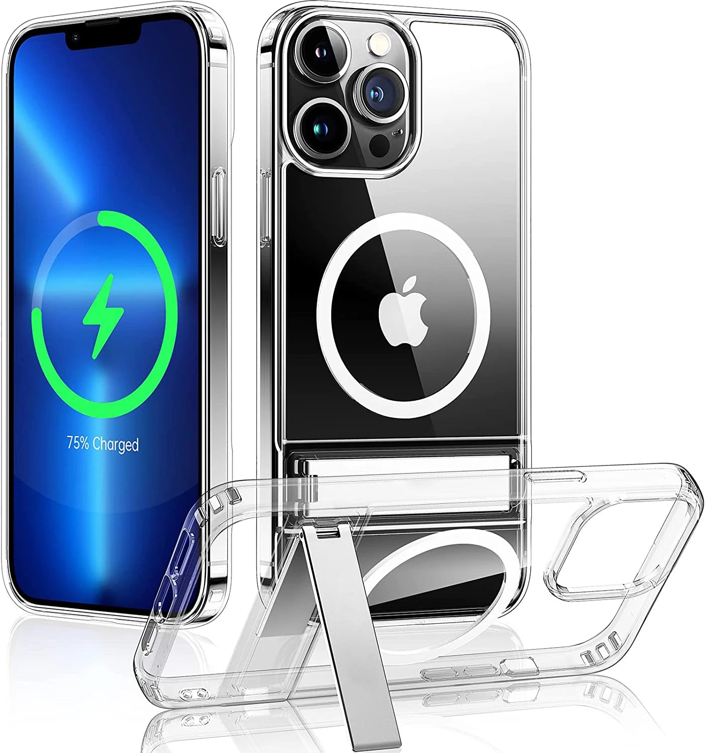 Stand Clear Magnetic Phone Case for iPhone 17 Pro Max Air Cases with Kickstand Transparent Holder Cover