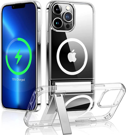 Stand Clear Magnetic Phone Case for iPhone 17 Pro Max Air Cases with Kickstand Transparent Holder Cover