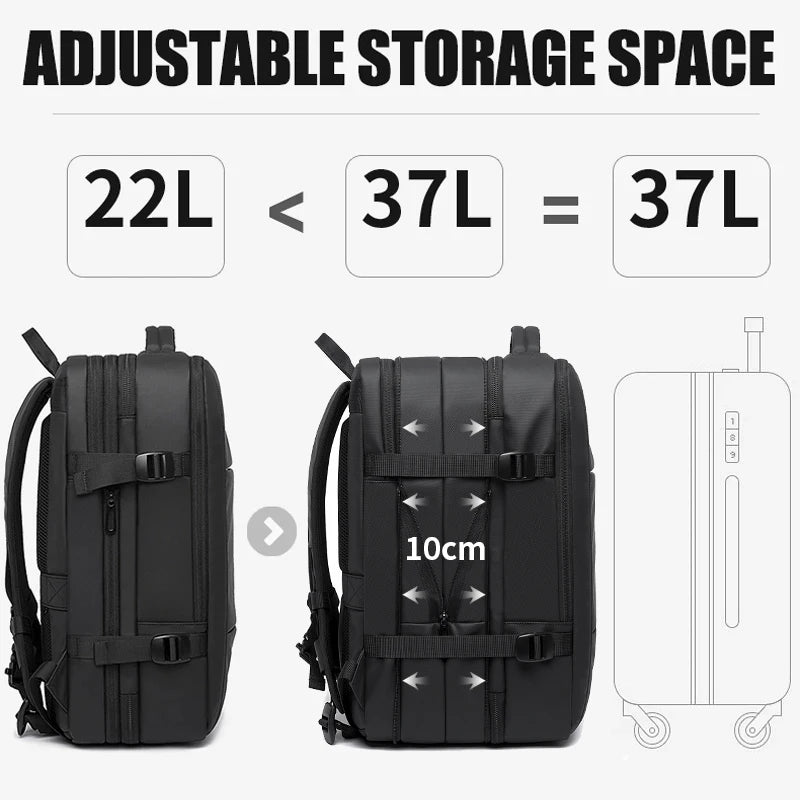 BANGE Travel & Business Backpack – Expandable, USB Charging, Waterproof, Fits 17.3” Laptop