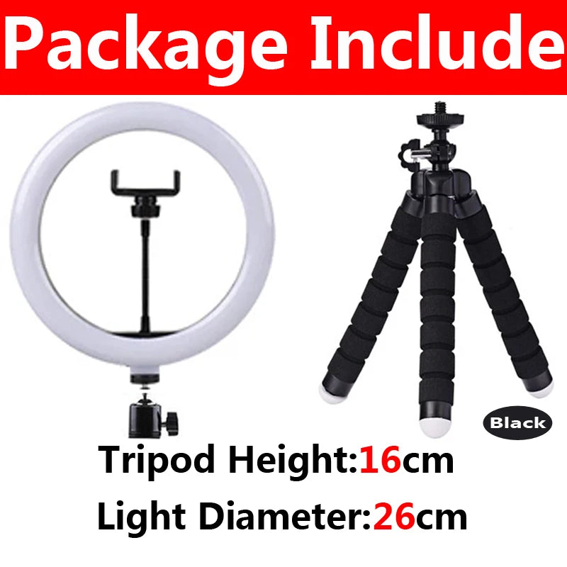 12-inch LED Ring Light with Tripod – USB Phone Ringlight for YouTube & TikTok