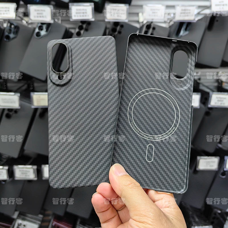 ZXKE Carbon Fiber Magnetic Case – Aramid Shell for Galaxy S23/S24/S25 Ultra, MagSafe & Car Mount Compatible