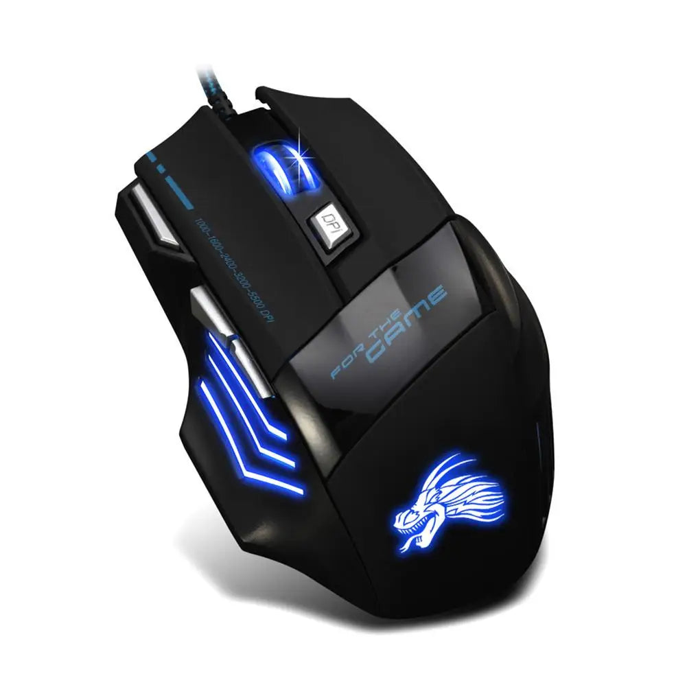 Smart wired USB gaming mouse, 7 buttons, backlit, ergonomic, 5500 DPI