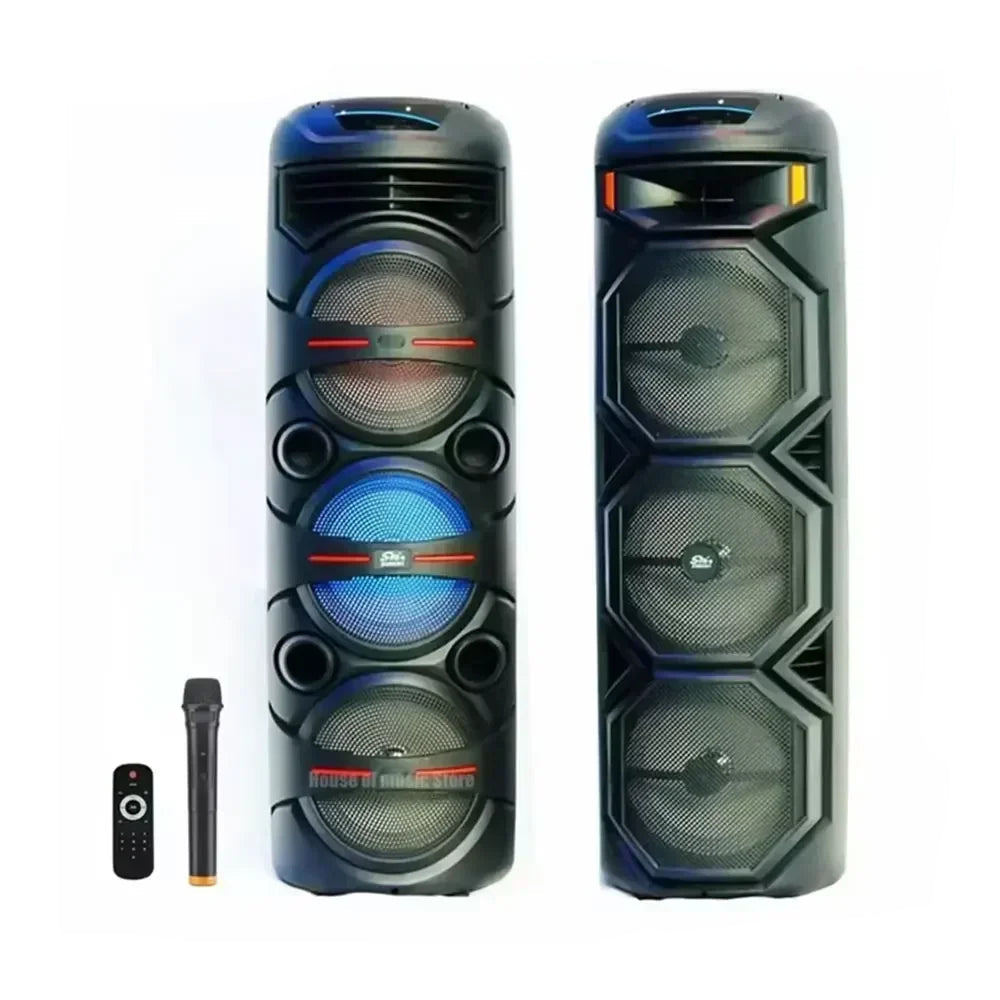 Bluetooth Stage Speaker 40W – Triple 8" Subwoofers, LED, Karaoke & Party Ready