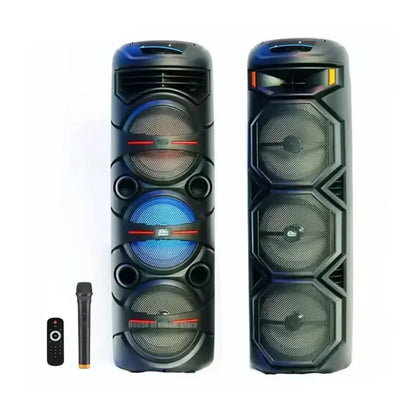 Bluetooth Stage Speaker 40W – Triple 8" Subwoofers, LED, Karaoke & Party Ready