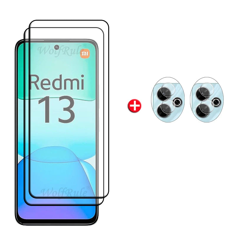 6-in-1 Tempered Glass Screen Protector Kit – 9H HD for Xiaomi Redmi 13 & Lens Glass