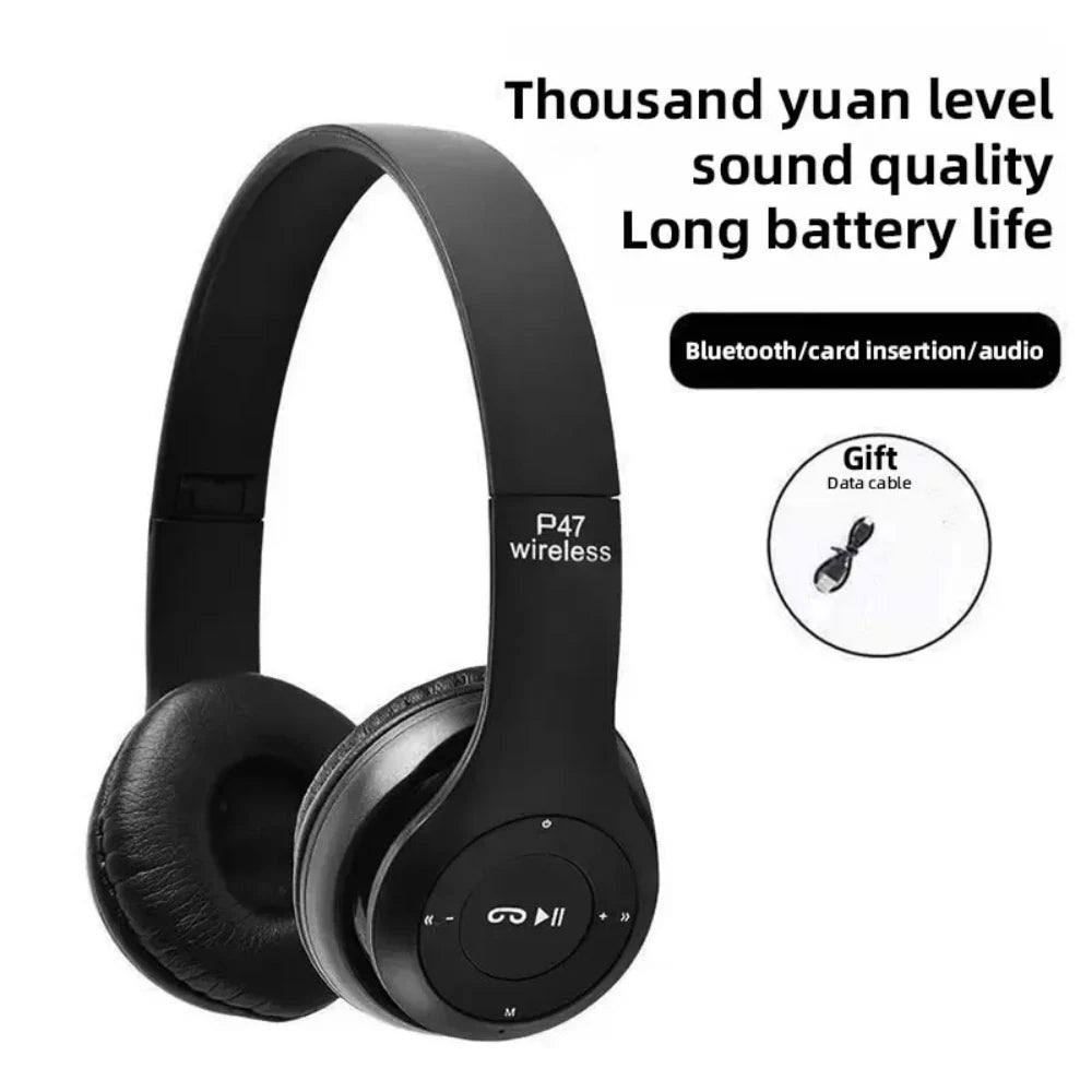 P47 Wireless Bluetooth Headphones – Foldable HiFi Bass for Music & Gaming