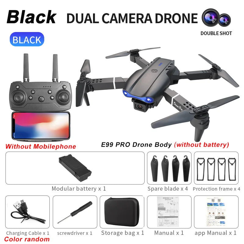 E99Pro Foldable Drone – 4K/1080P HD Camera, WiFi FPV, RC Helicopter Gift Toy