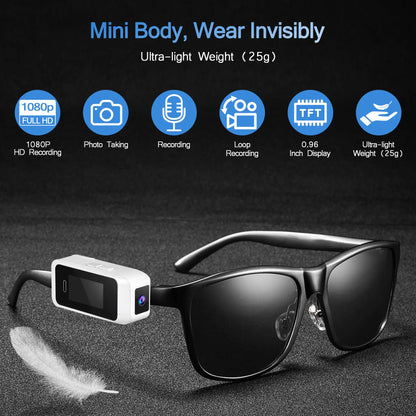 Wearable Glasses Camera 1080P – Mini Portable Video Recorder with Head-Mounted Design