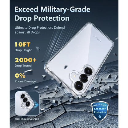 Anti-Yellowing Glitter Military Case – Clear Protective Cover for Galaxy S25/S24/S23 Series