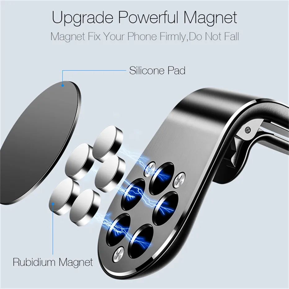 Magnetic Car Phone Holder – 360° Air Vent Mount for iPhone, Samsung & Huawei