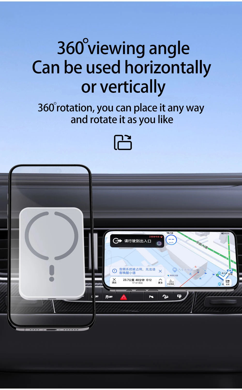 15W Magnetic Car Wireless Charger – MagSafe Fast Charging Mount for iPhone