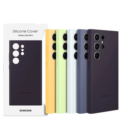 Original Silicone Case for Samsung Galaxy S24 Ultra / Plus – Soft Cover with Box
