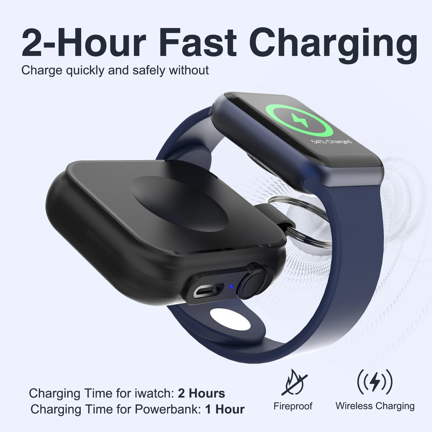 Fast Magnetic Wireless Charger for Apple Watch – Portable Power Bank