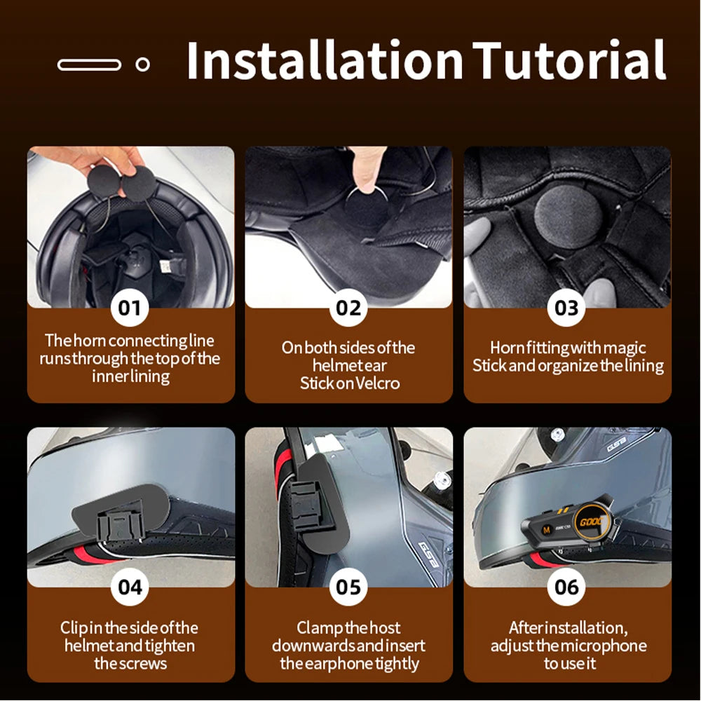 Bluetooth 5.3 Helmet Headset – Waterproof Hands-Free Speaker & MP3 Player for Motorcycle