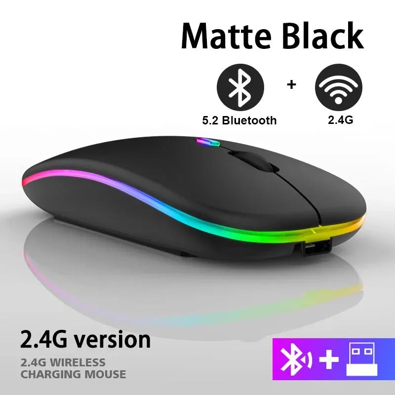 Wireless RGB Gaming Mouse – Rechargeable Bluetooth, LED Backlit, 3600DPI Ergonomic